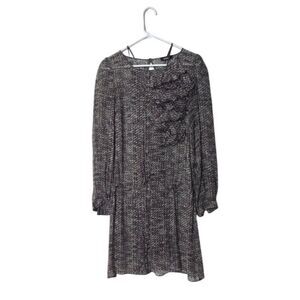 Max&Co Womens Long Sleeve Printed Dress With Layered Ruffle Detail